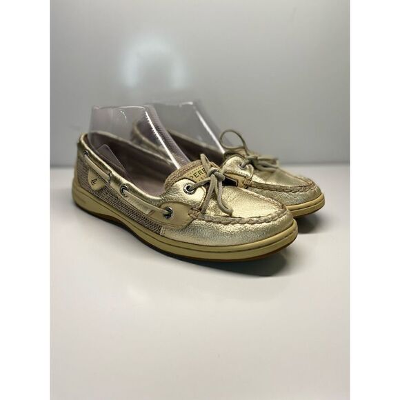 SPERRY Top Sider Size 7.5 M Gold Boat Shoes Leather Women 9102187 (E1) - Picture 1 of 12